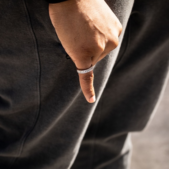 Mens Iced Channel Set Cz Baguette White Gold Plated Eternity Band Statement Ring - Picture 2 of 5